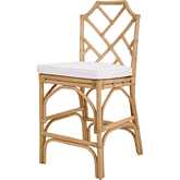 Kara Counter Stool in Natural Finish Rattan & Fabric (Set of 2)